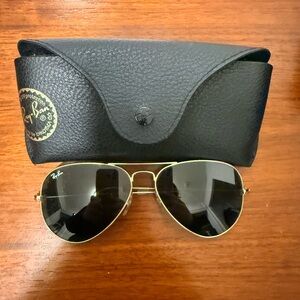 Ray-Ban Gold Frame Sunglasses with Black Lenses